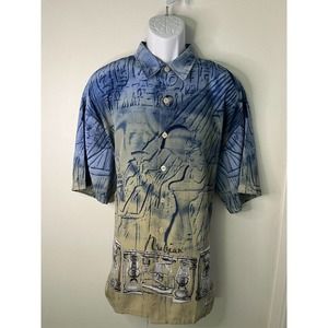 Skoops Nubian Mens Size XL Button Down Shirt Lightweight Graphic